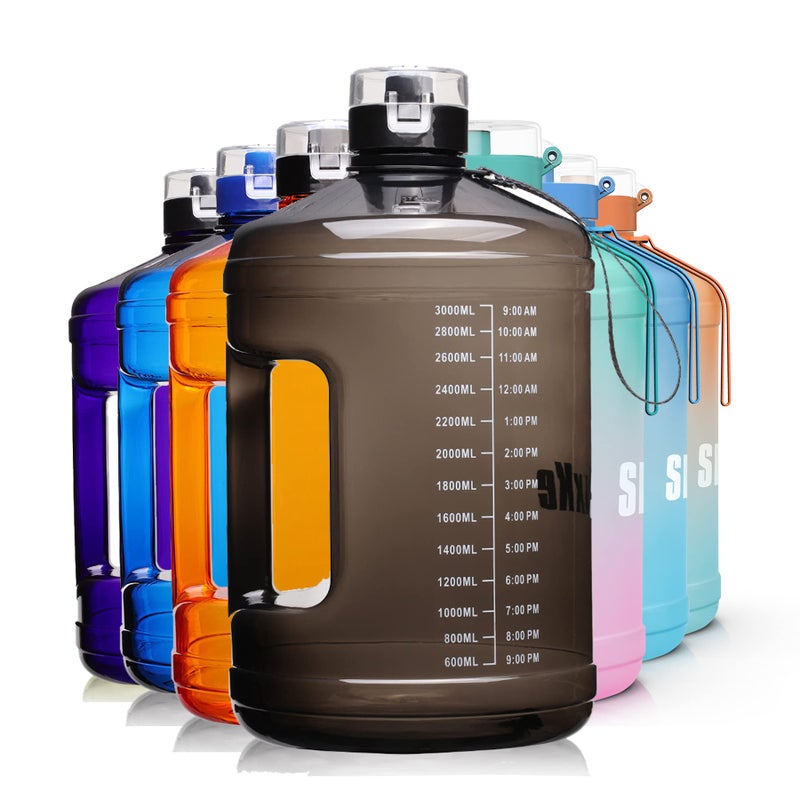 SLUXKE 1 Gallon Water Bottle Portable Water Jug Fitness Sports Daily Water Bottle with Motivational Time Marker,Leak-Proof, Wide Mouth, BPA Free Water Bottles for Sports Gym Fitness Work - Image 1